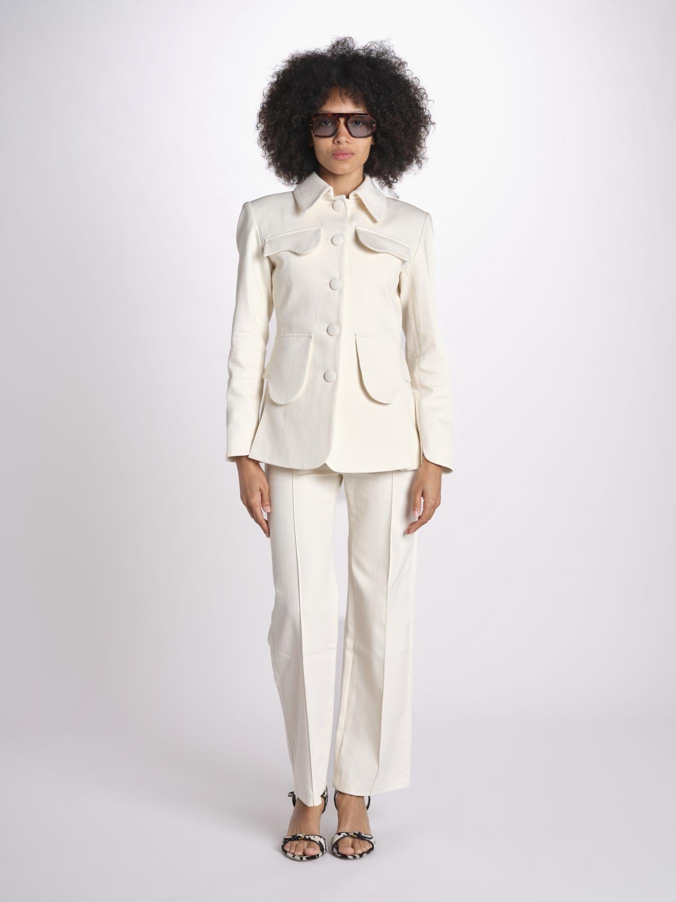 giacca quattro tasche TAMARA 25S4JAC20 ECRU destree 