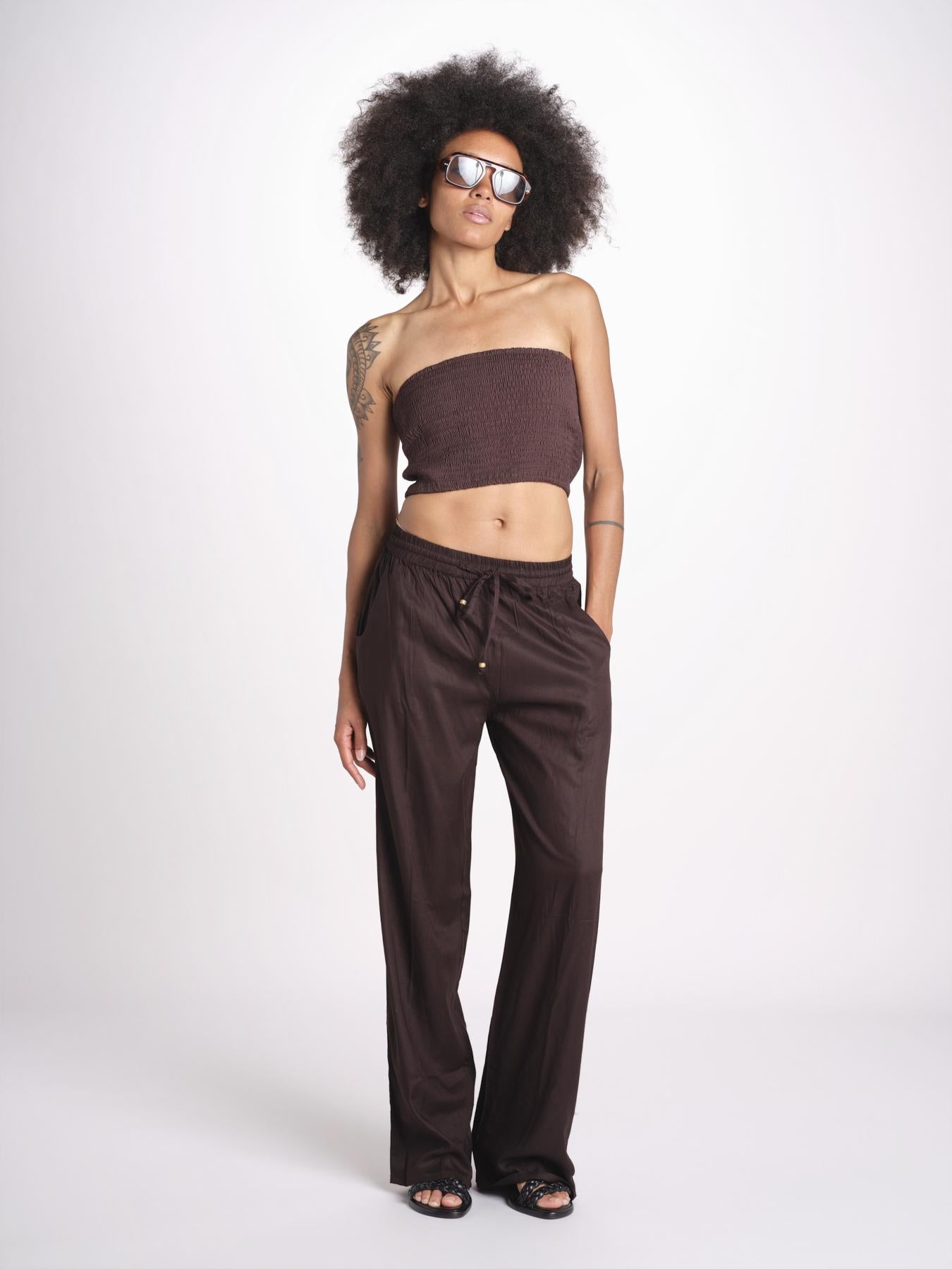 pantalone con coulisse SUMBAWAIVR CHOCOLAT laraethnics 