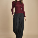 girocollo a costine manica luna in lana merino LAU30 E14015 BORDEAUX milaura 