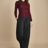 girocollo a costine manica luna in lana merino LAU30 E14015 BORDEAUX milaura 