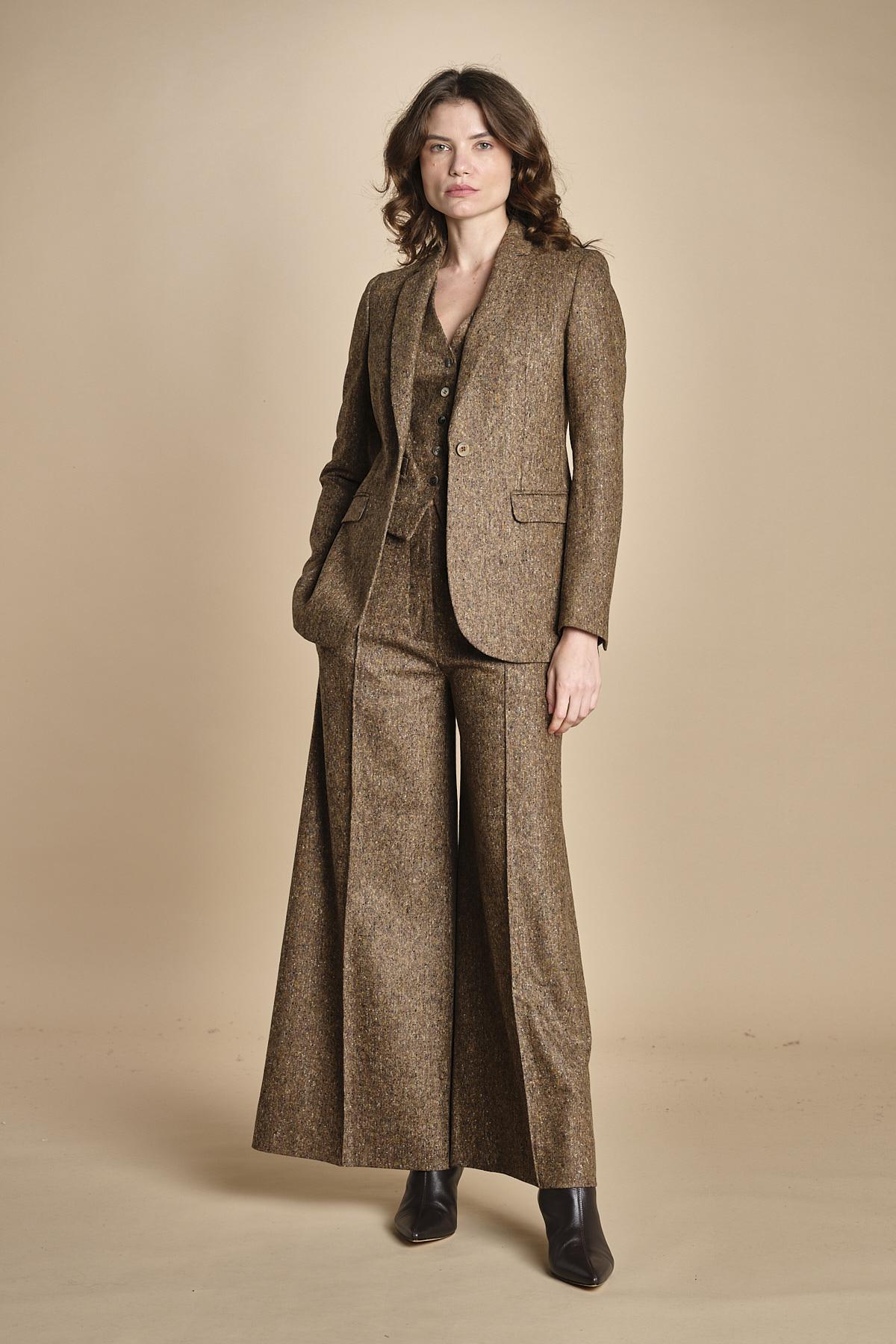 pantalone over con nervature in occhio di pernice ORIANA 540932 19 quelledue 