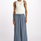 PALAZZO pantaloni in seta  by milaura. BE24252PANT GREY BLU benaras soleil 