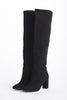 Unlined suede high boot, 7.5cm heel