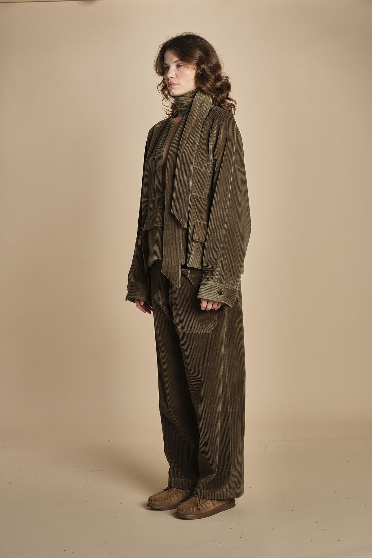 parka in velluto a coste GIULIO SHIRT MJD139_612000 J0217 MILITARY GREEN jejia 