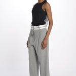 Pantalone  pences con cintura bianca DIANA PANT GREY jejia 