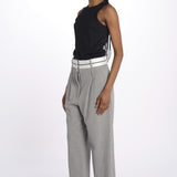 Pantalone  pences con cintura bianca DIANA PANT GREY jejia 