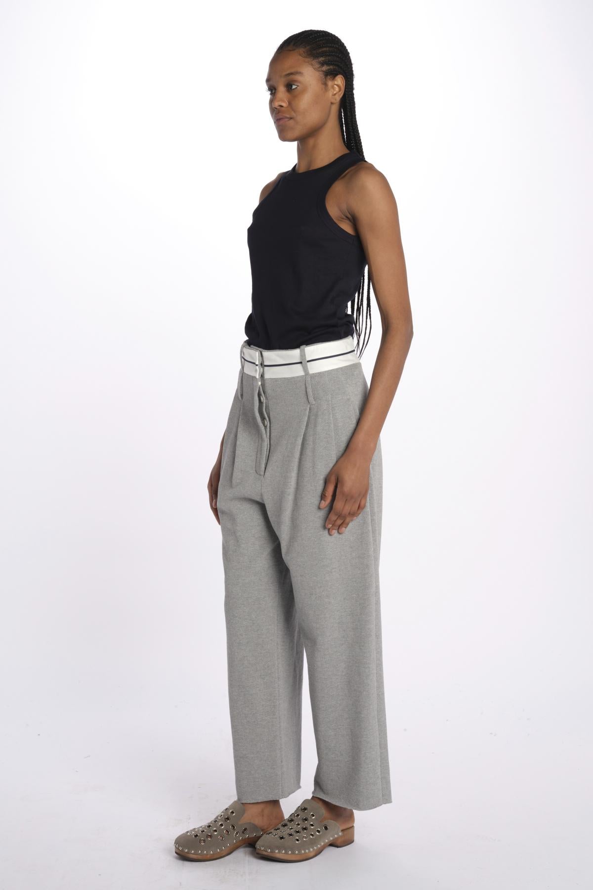 Pantalone  pences con cintura bianca DIANA PANT GREY jejia 