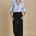 camicia di cotone a righe G022-1519-R1D1 AZZURRO n21 