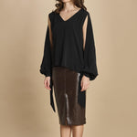 camicia in seta con maniche aperte 31102-304 NERO 29 federica tosi 