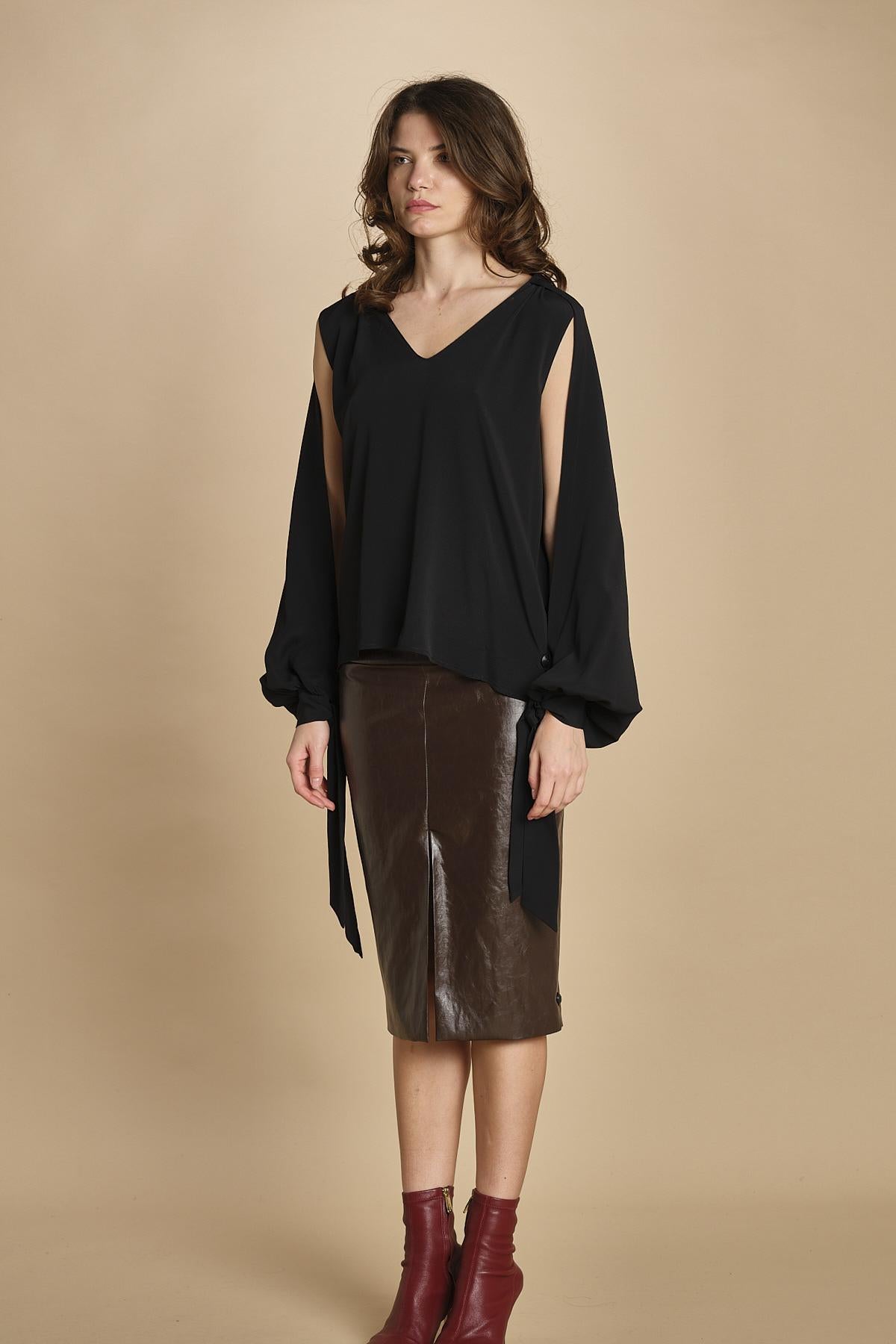 camicia in seta con maniche aperte 31102-304 NERO 29 federica tosi 