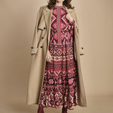 abito lungo con stampa geometrica GRAPHIC AINIKA 339938 RED farm rio 