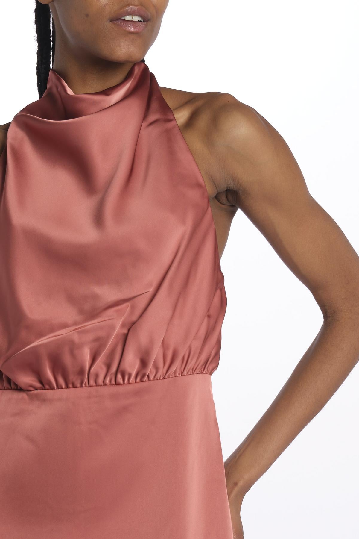 Abito SOLANGE midi scollo dietro 12248047 TERRACOTTA malina 