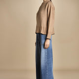 maglia girocollo over CLAUDIA GIROCOLLO CAMMELLO_NERO tenne' 