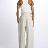 2310 pantaloni wide leg  con cintura spigato 2310 SILVER GREY dusan 