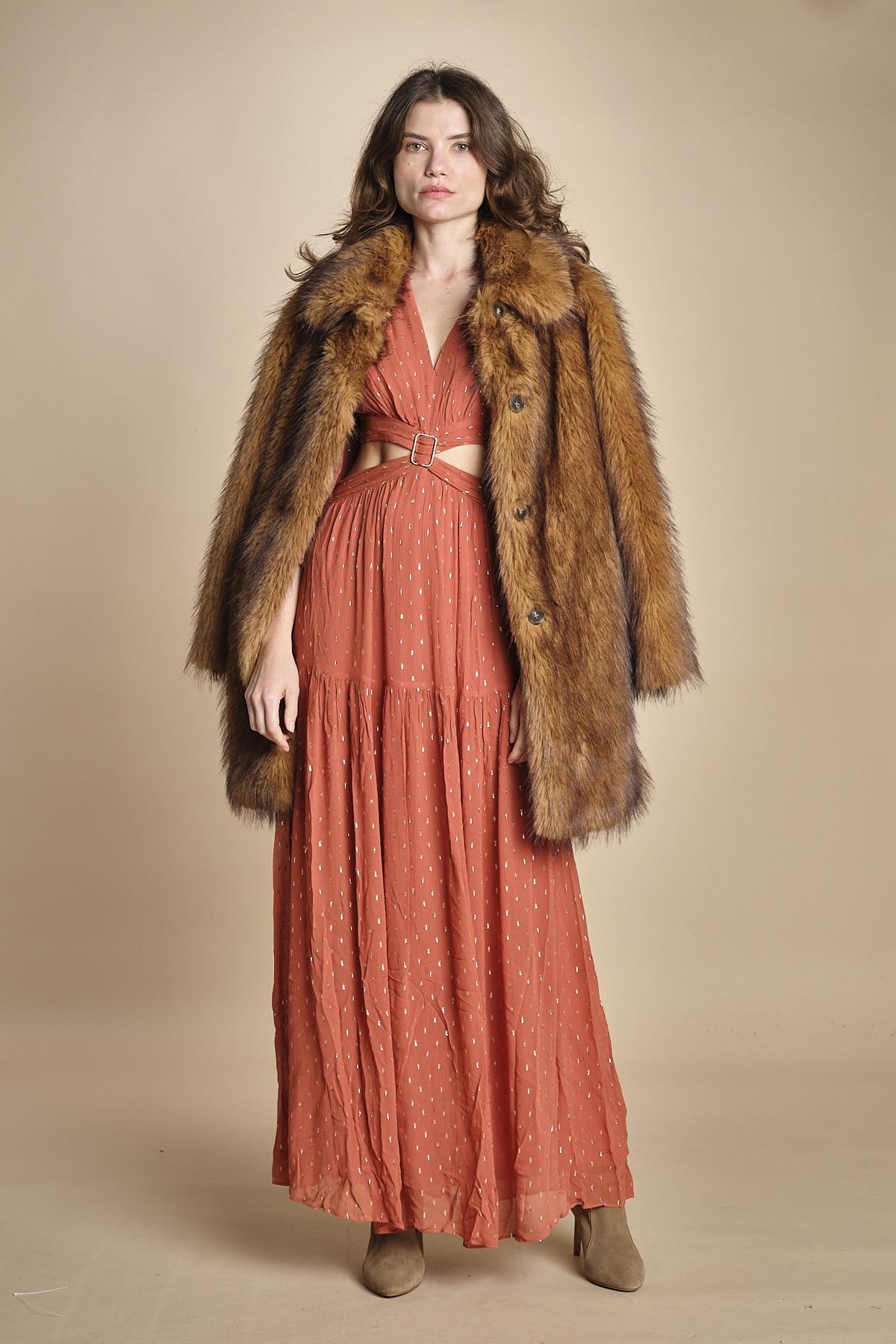 abito lungo manica lunga con borchiette MARRY BRIQUE ba&sh 