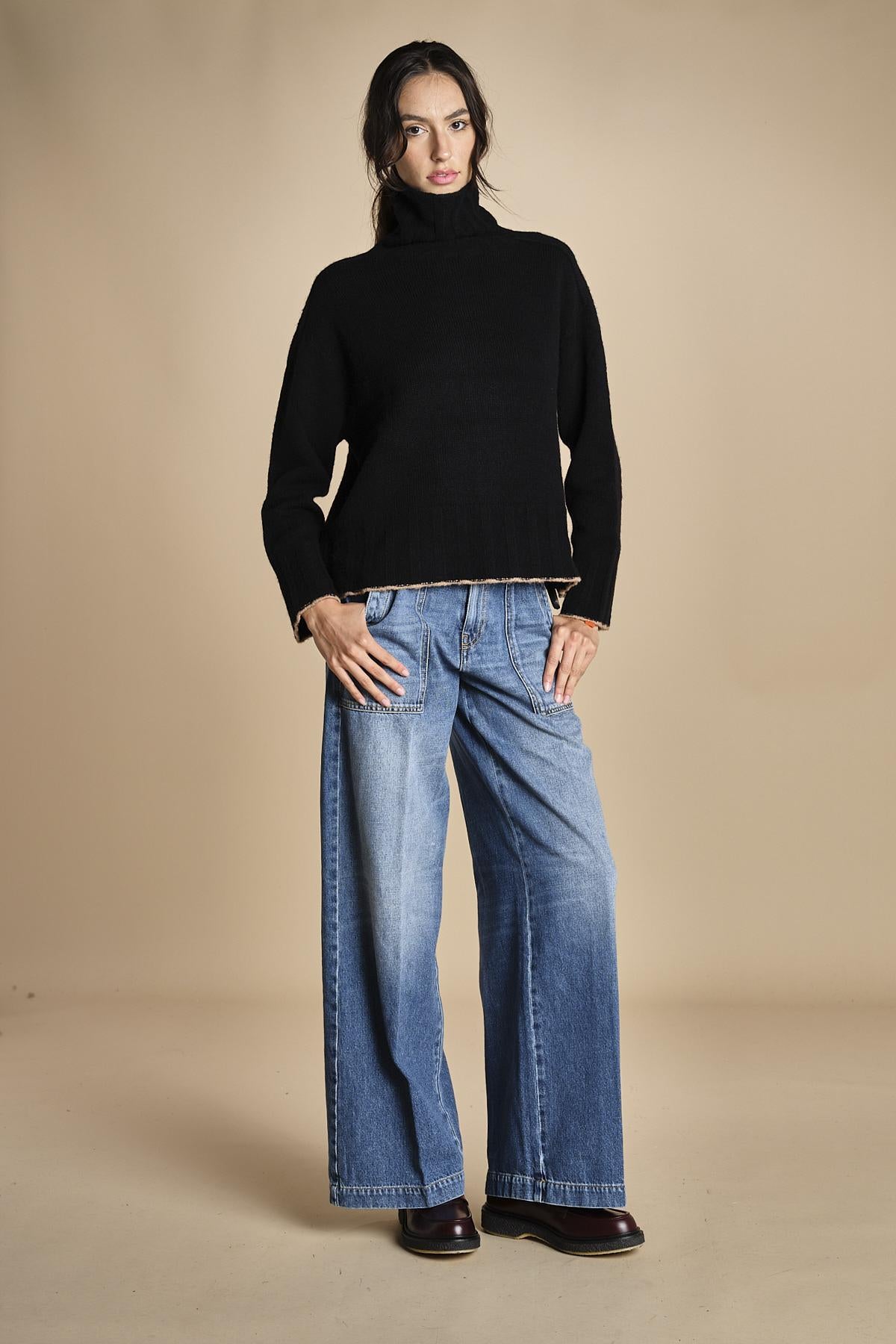 maglia dolcevita over SAMANTHA NERO CAMMELLO tenne' 