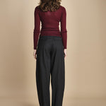 girocollo a costine manica luna in lana merino LAU30 E14015 BORDEAUX milaura 