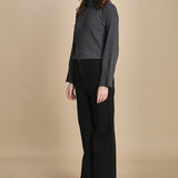 denim a zampa con taschine FAUVE BLACK fam 