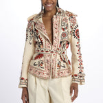 Giacca CASHEW MANDALA trench stampa fiori 329708 CREAM farm rio 