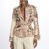 Giacca CASHEW MANDALA trench stampa fiori 329708 CREAM farm rio 