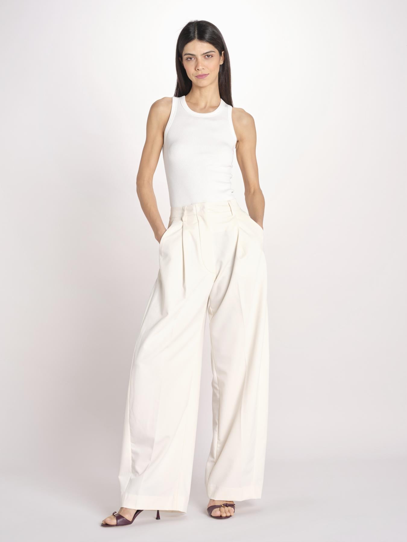 pantalone over con pinces BILLIE 3111 T0162 MILK T0416 the latest 