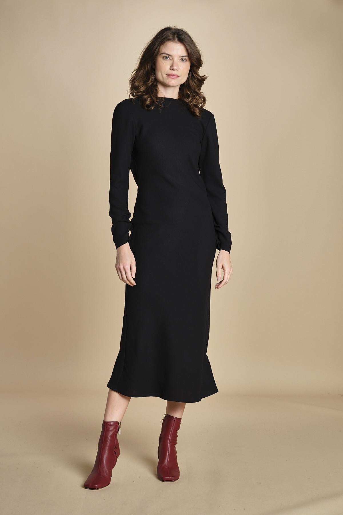 abito midi con scollo dietro TUNISI BLACK crida 