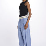 Pantalone  pences con cintura bianca DIANA PANT LIGHTBLUE jejia 