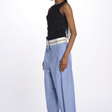 Pantalone  pences con cintura bianca DIANA PANT LIGHTBLUE jejia 
