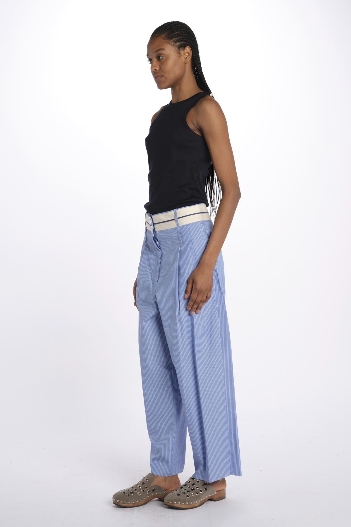 Pantalone  pences con cintura bianca DIANA PANT LIGHTBLUE jejia 