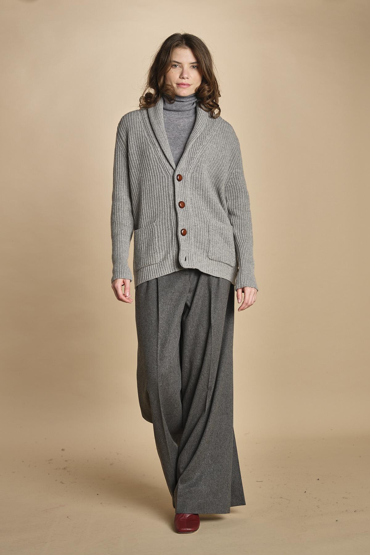 cardigan collo a scialle D251016S 3554 GRIGIO CHIARO milaura 