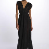 MIKONOS maxi abito con scollo senza maniche MIKONOS NOIR laraethnics 