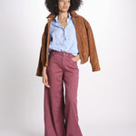pantalone 4 tasche in misto lino SERENA XML01 197 BORGOGNA ps don't forget me 