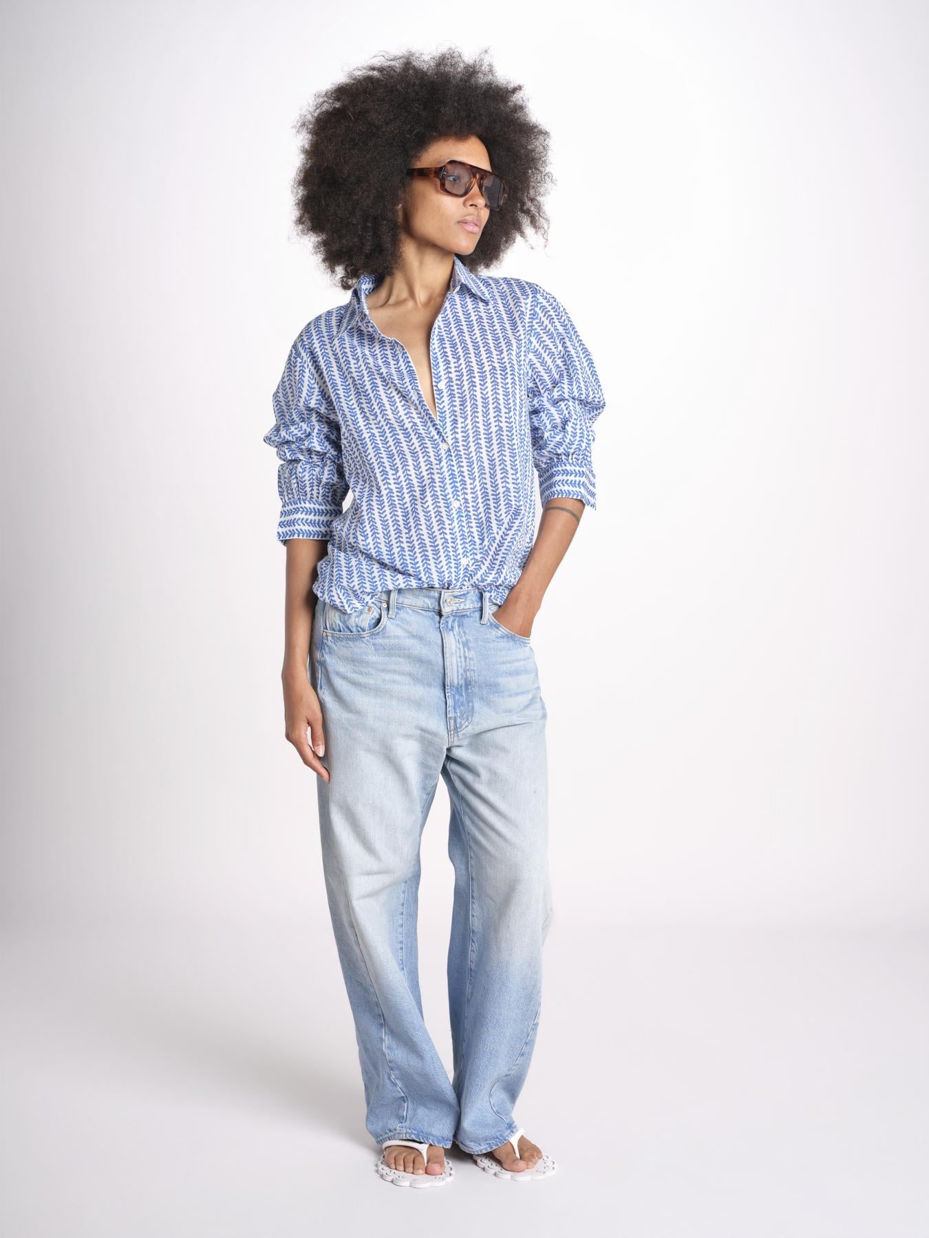 camicia stampa spina VT6248 BLUE zen ethic 