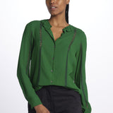 Camicia con frange e inserti pizzo G011 5340 n21 