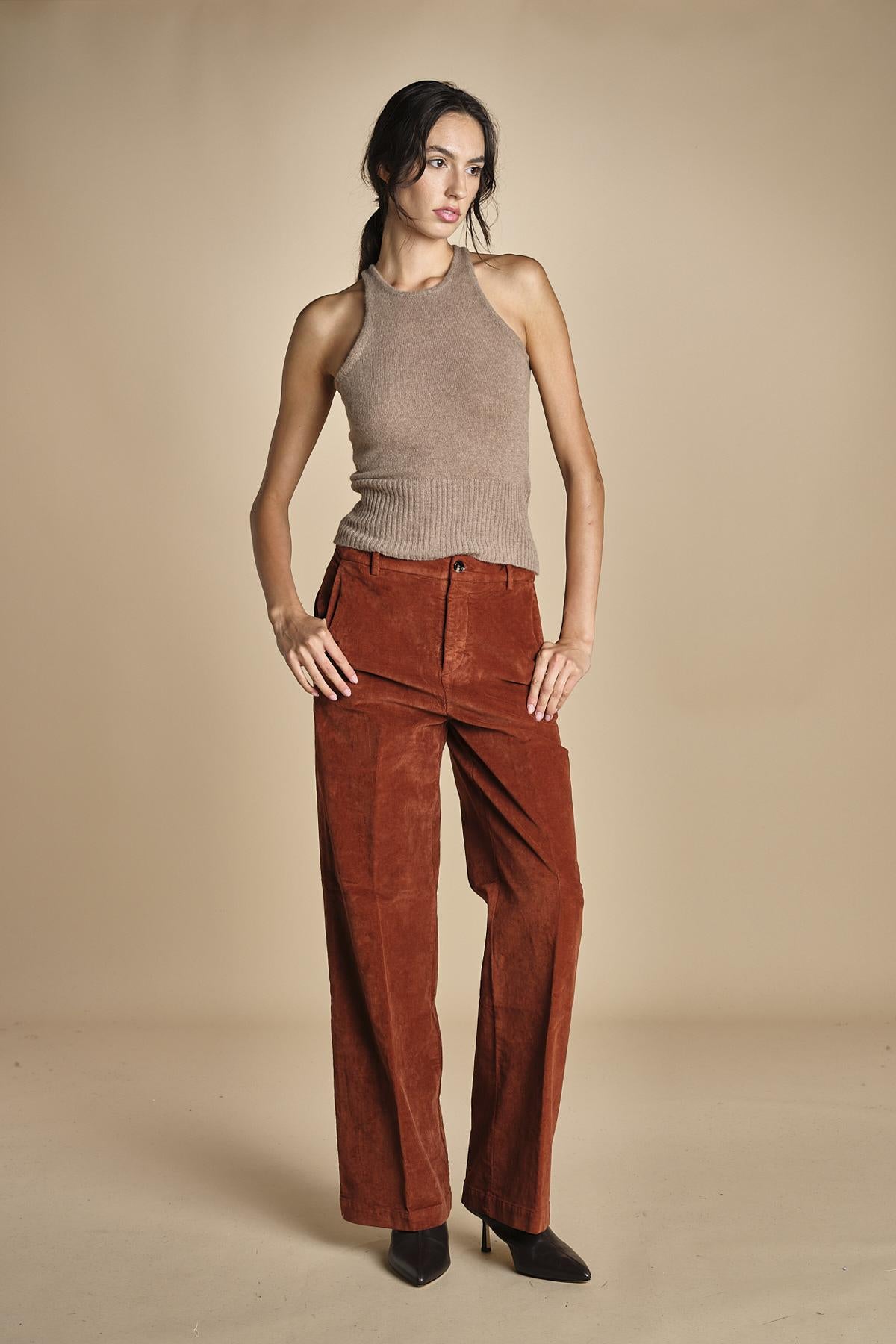 pantalone dritto in fustagno OLIMPIA RUSSETED true avenue 