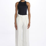 Pantalone MARLENE lino con pences 14P008LI026 WHITE ines de la fressange 