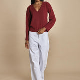 maglia con scollo a v e manica a campana by milaura. D2500894 10868 BORDEAUX milaura 