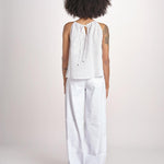 top con spalline ricamo giraffe BE25396 WHITE MULTI benaras soleil 