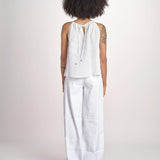 top con spalline ricamo giraffe BE25396 WHITE MULTI benaras soleil 
