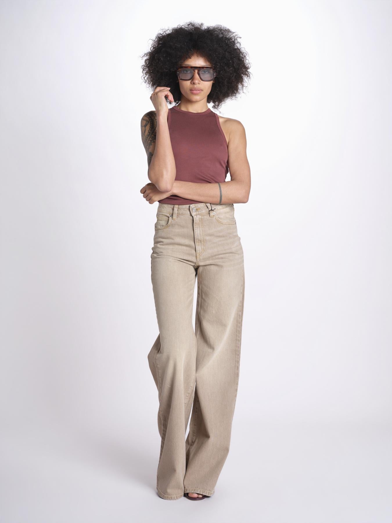 Pantalone diritto CLARA DENIMCOLOUR BEIGE true avenue 