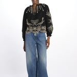 Camicia  KINGSLEY ricamo fiore 091 BLACK sea ny 