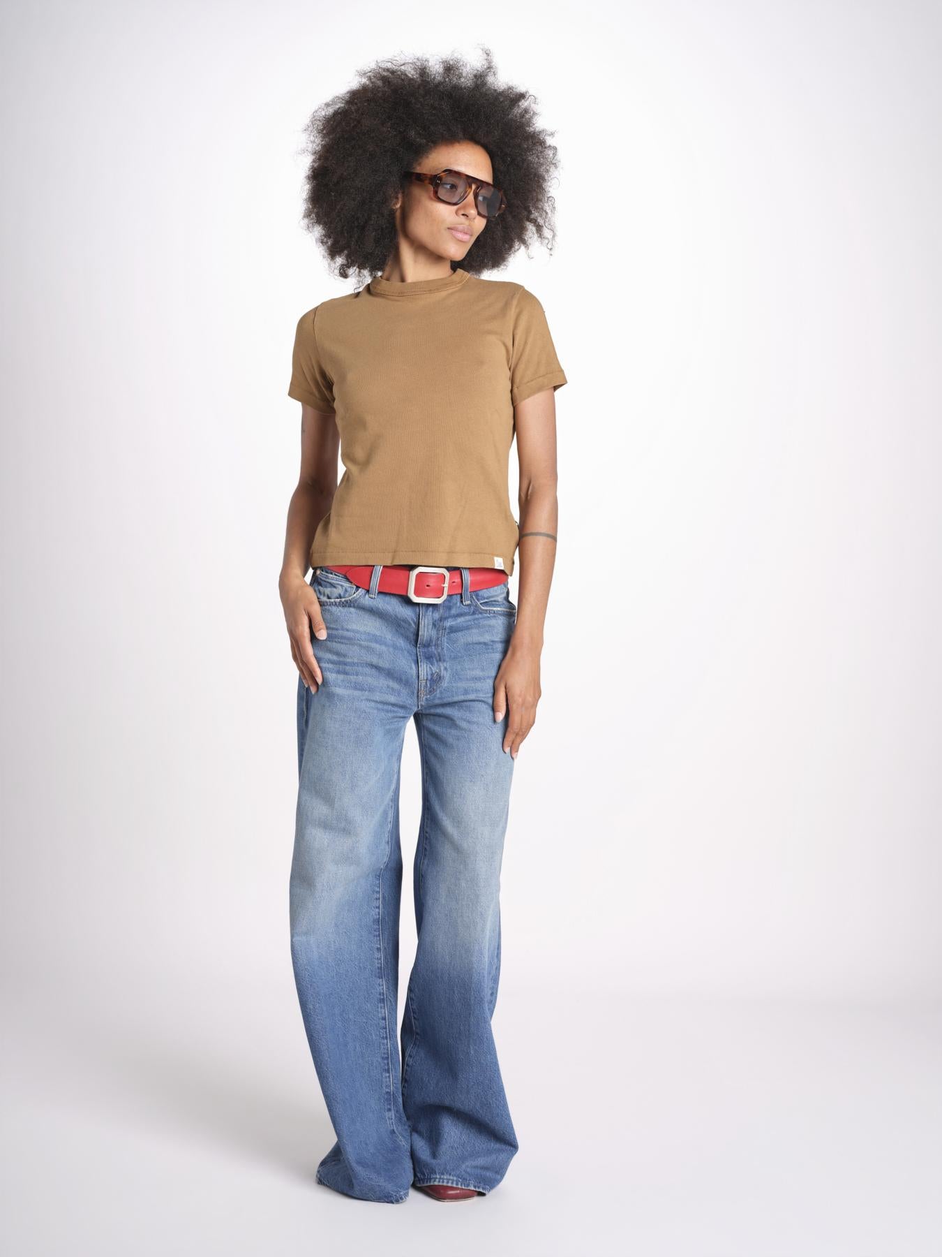 t-shirt manica corta in cotone organico WTEE03 162 DUSTED KHAKI merz b 