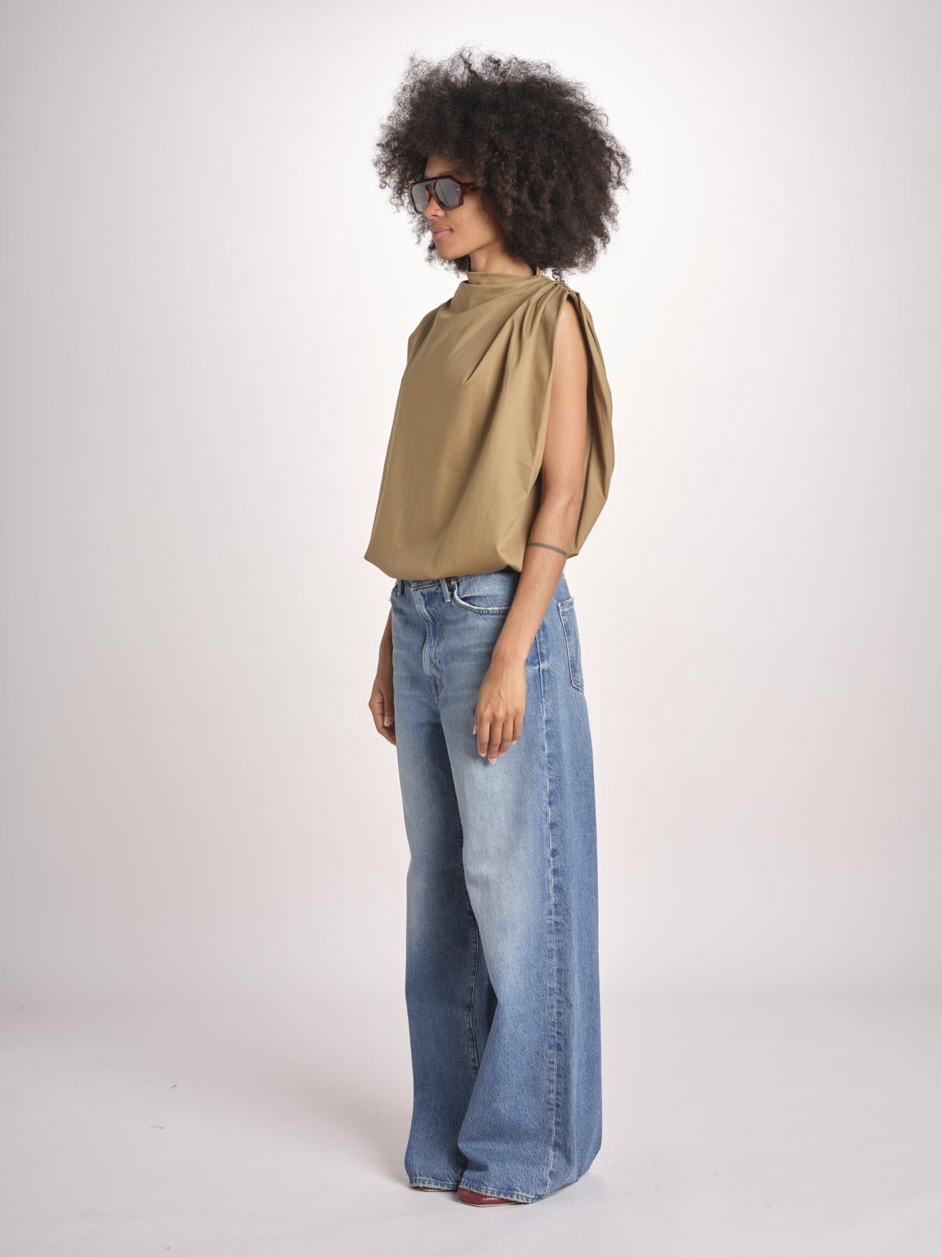 blousa con arriccio TSH0737IDRIS BEIGE VERT BEI4723S soeur 