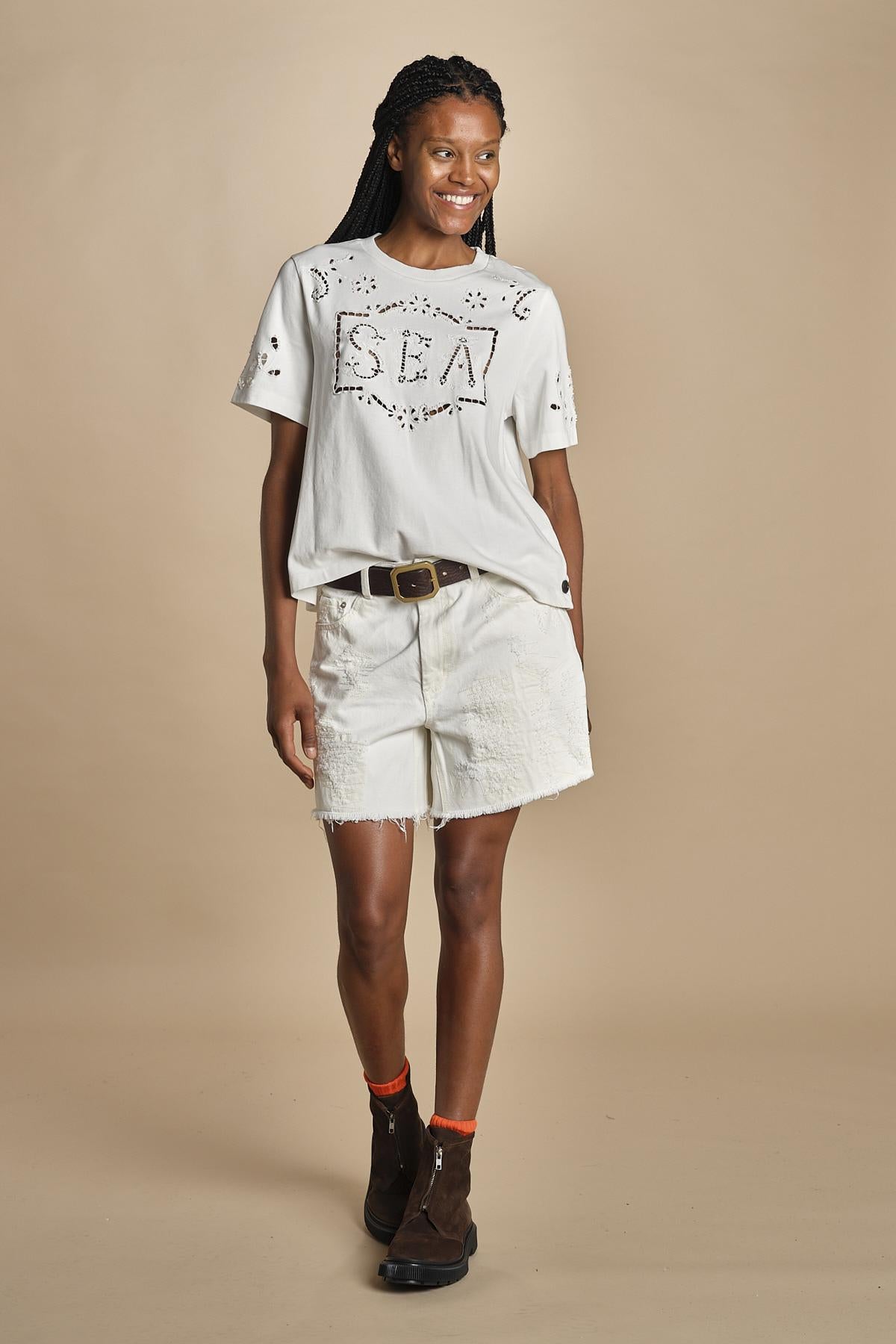 t-shirt con ricamo MARIE 072 WHITE sea ny 
