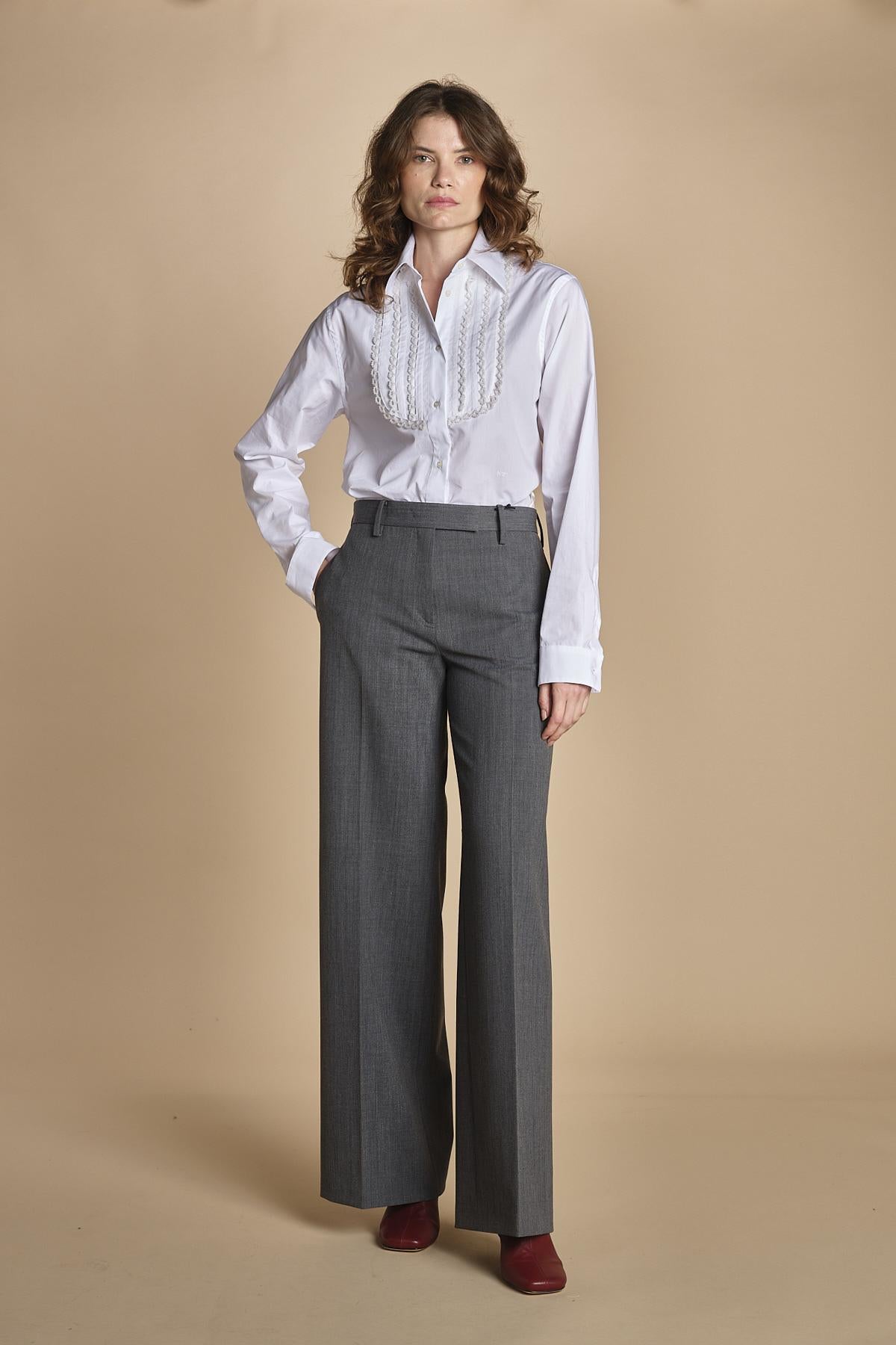 pantalone in tela lana B031-3047-8737 GRIGIO n21 