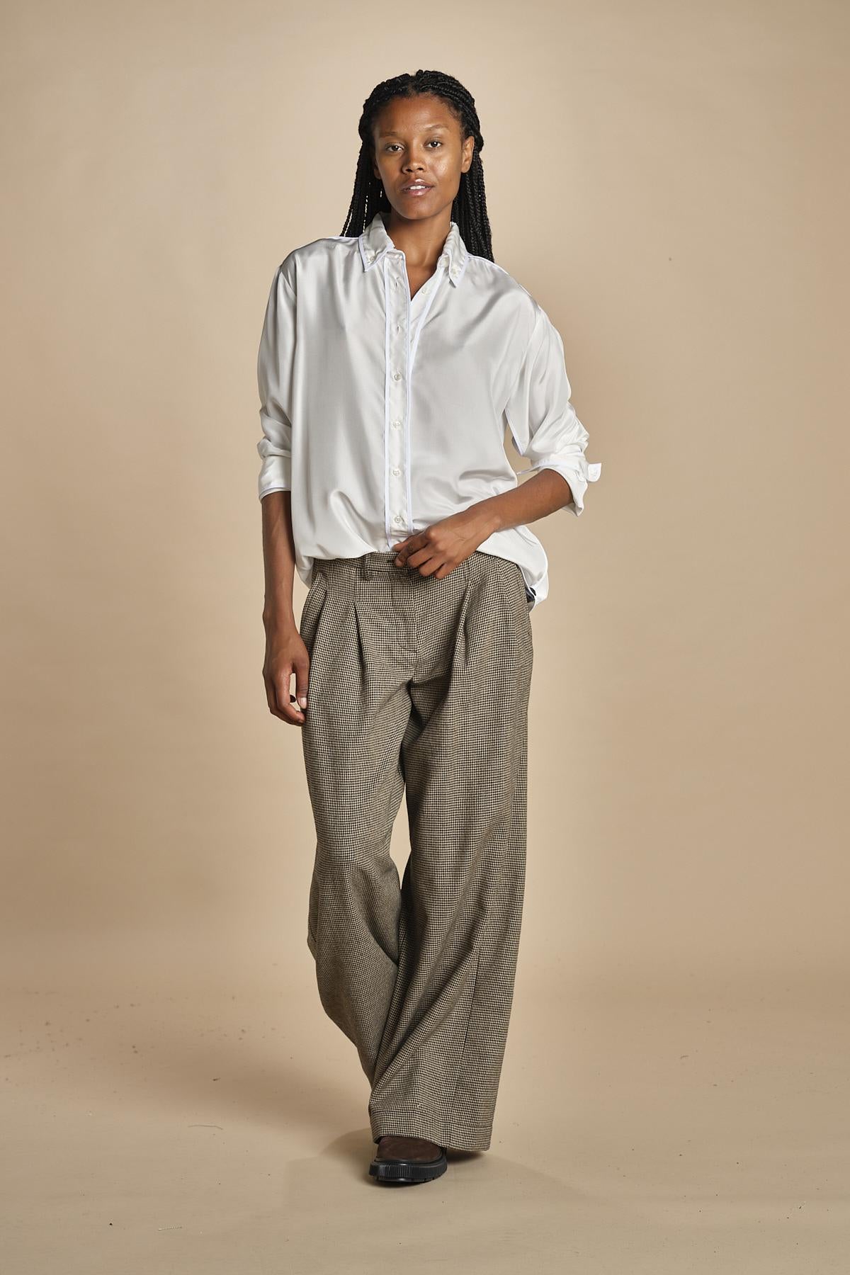 pantaloni in piede de poule con pinces KATHERINE MJD217_A0CW16 BLK BRWN jejia 