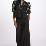 Top ROSE  con rouches ROSE TOP 1725 BLACK scarlett poppies 