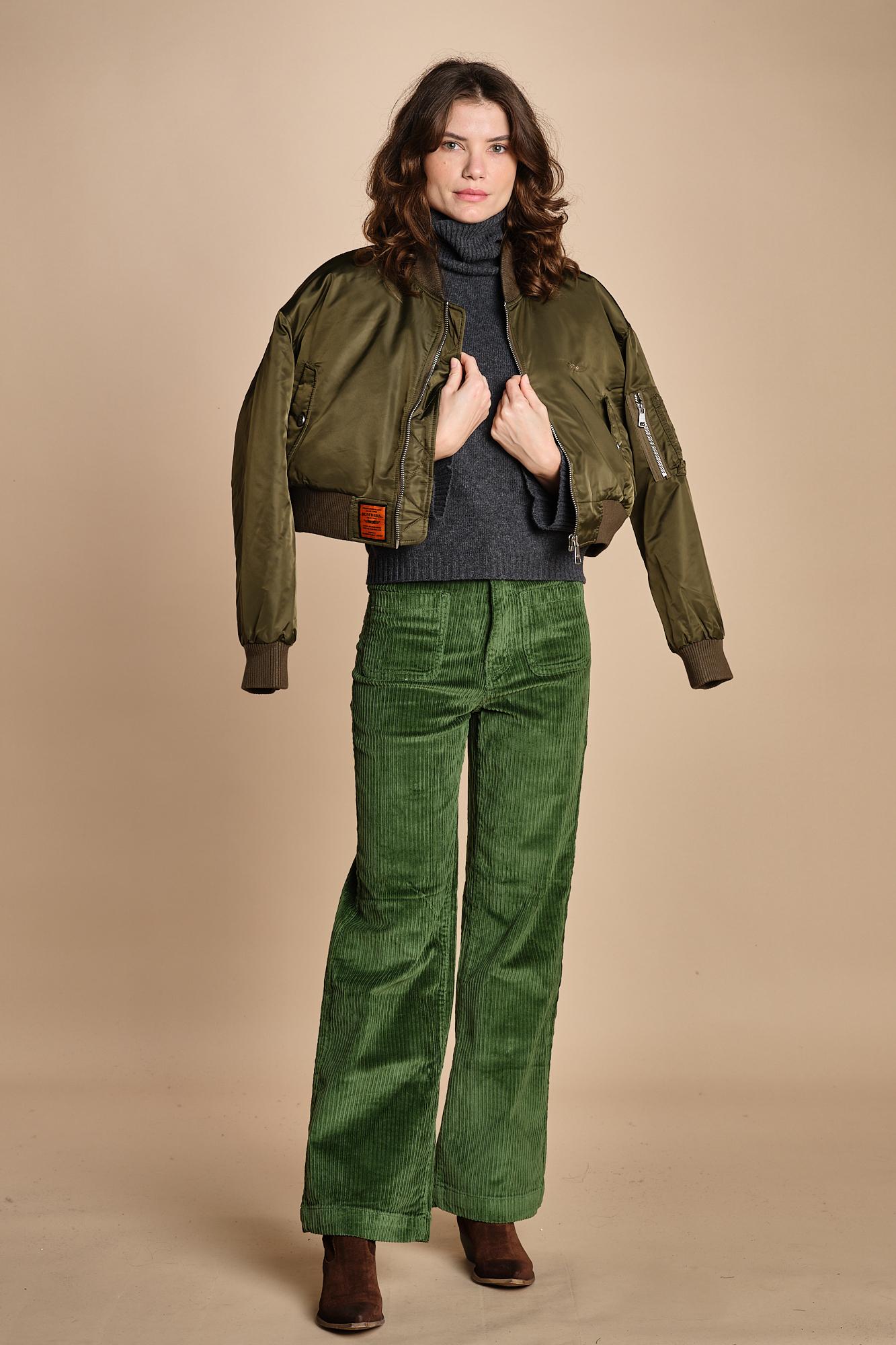 pantalone a zampa con taschine FAUVE WX GREEN fam 