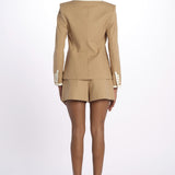 Blazer EDISON doppio petto con profilo TW4610536 KHAKI veronica beard 