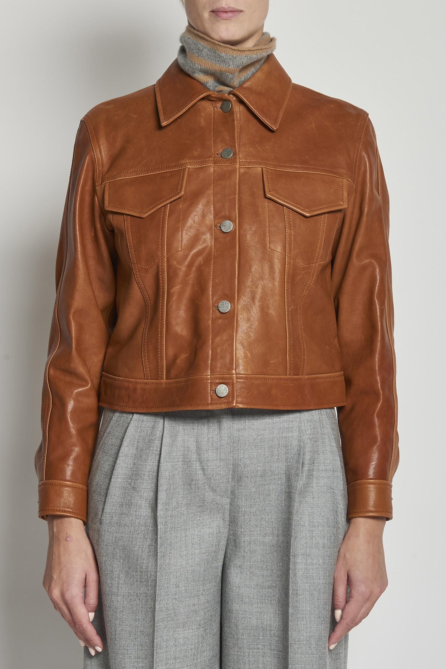 giacca in pelle beige GRANT MARRONE masscob 